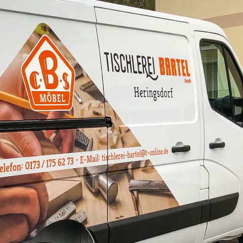 Fahrzeugbeklebung Transporter Tischlerei Bartel